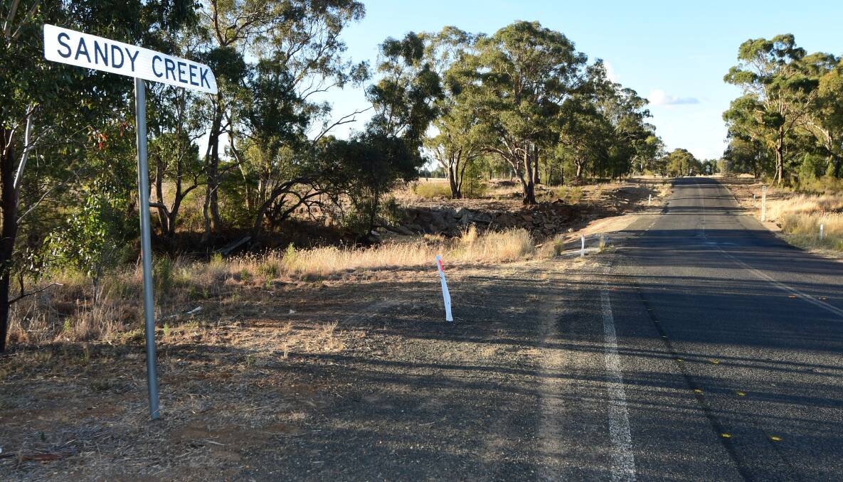 THE SCENE: Skid marks and police markings were the only signs of the tragedy that unfolded near Dubbo on Sunday. Photo: BELINDA SOOLE