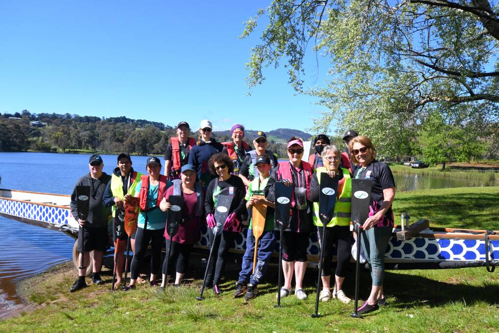 TOGETHER AGAIN: Dragon boat club members were thrilled to get back to their training sessions at Lake Canobolas. 