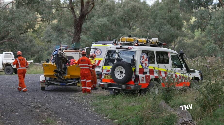 SEARCH OPERATION: Emergency services on the scene at Junction Reef at Burnt Yards on Sunday to search for an 18-year-old who went missing after jumping into the river. Photo: TROY PEARSON