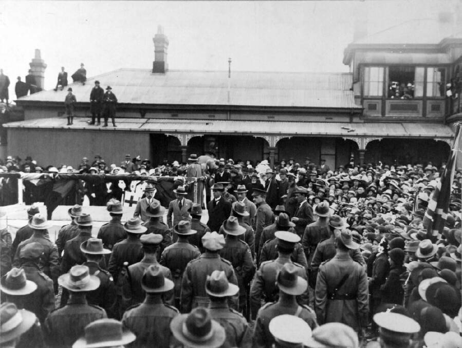 The scene at the Orange Railway Station on the day of the prince's visit. Photo: ORANGE CITY LIBRARY COLLECTION