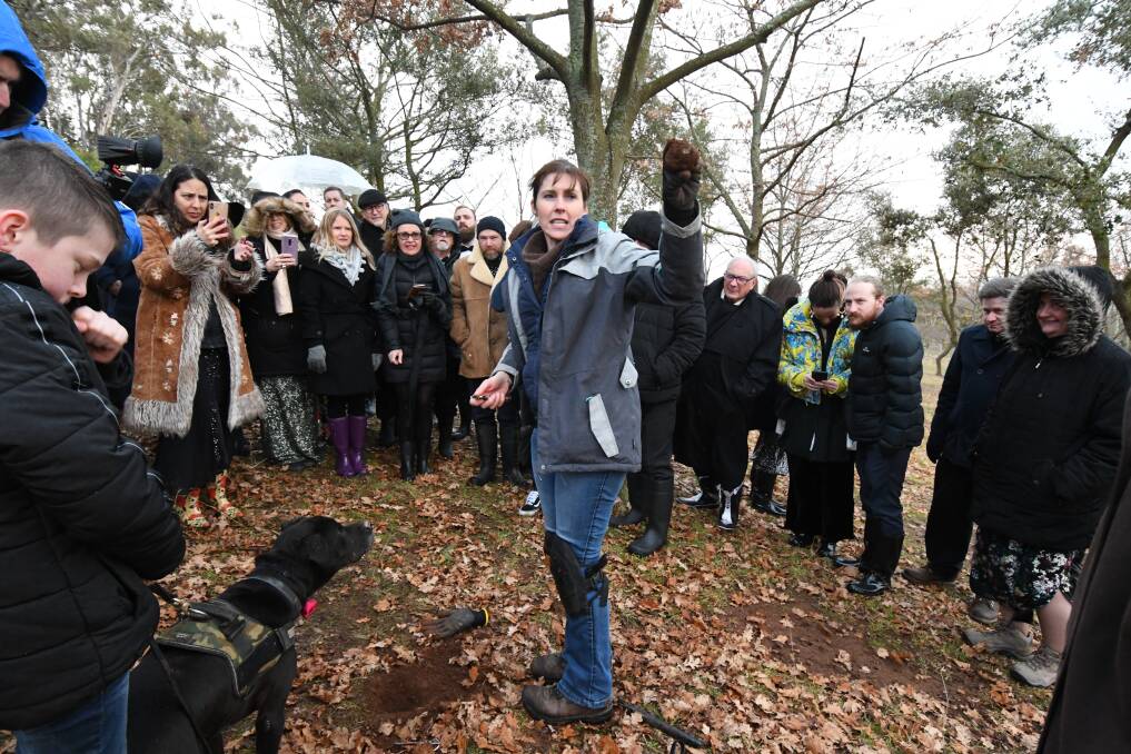 GOURMET GOLD: Teneka Priestly shows the crowd a truffle at a previous hunt. Photo: JUDE KEOGH 
