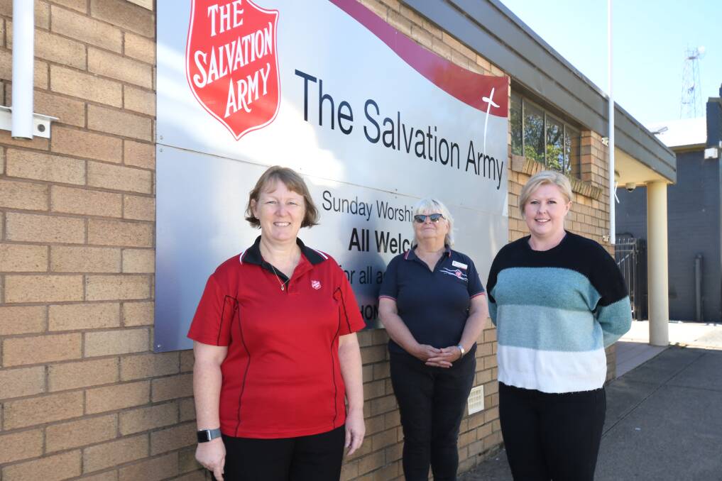 CRITICAL ISSUE: Major Kate Young, SAL Connect volunteer Jeanie Toedter, and Salvation Army Doorways Case Worker Miriam Hardy . Photo: JUDE KEOGH