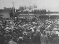 Crowds at the Orange railway station precinct on August 13, 1920, trying to catch a glimpse of their future King during his whirlwind 20 minute visit. Photo: ORANGE CITY LIBRARY COLLECTION