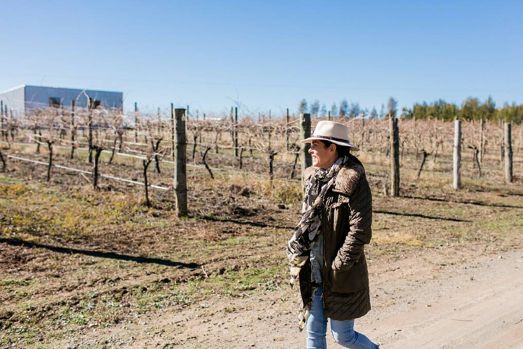 The vines may be bare in winter says Nashdale Lane Wines' Tanya Segger, but there's still plenty to do. Photo: KRISTEN CUNNINGHAM