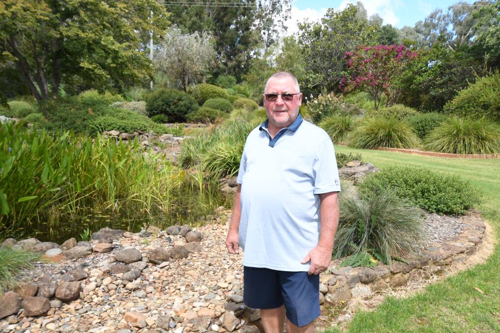 WATER WISE: Ross Montgomery in the garden at Tormaline Park which will be opened to the public later this month. Photo: JUDE KEOGH