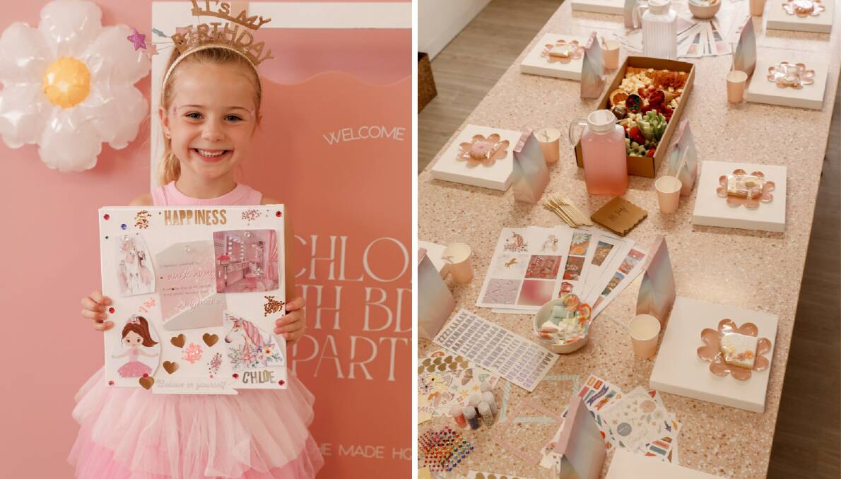 Chloe Ellison wanted her mum to host a vision-board craft party for her 5th birthday, which included a gratitude circle, food and cordial. Pictures supplied.