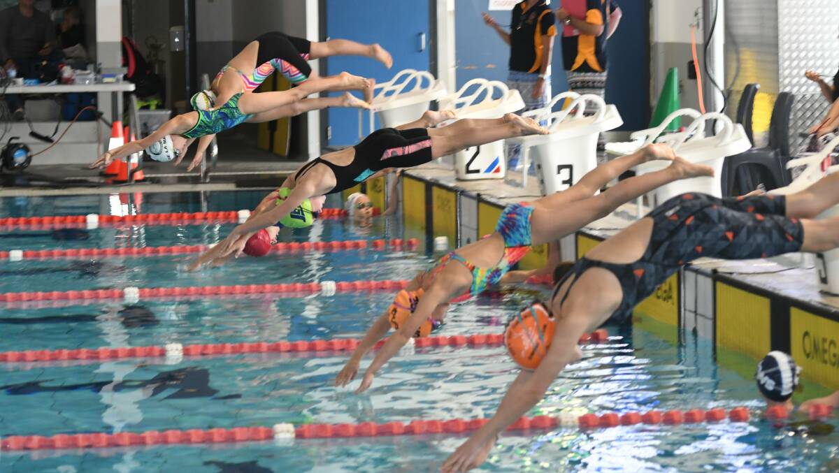 GET SET, GO: Swimmers hit the water at the last swimming carnival in Orange, hosted by Jets. Photo: CARLA FREEDMAN.