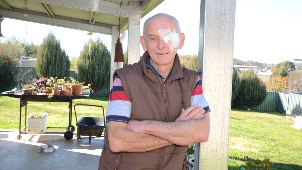RECOVERING: Pat Camilleri at home after a fall at Towac Park last week while doing trackwork left him in hospital. Photo: JUDE KEOGH