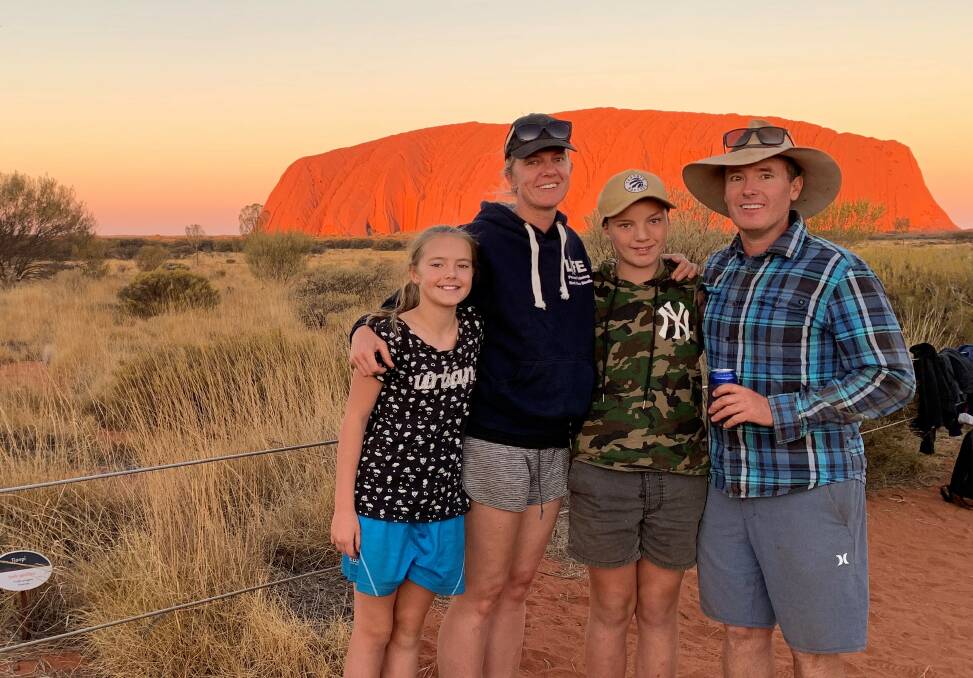 WALKING TOGETHER: Marley, Mardi, Carter and Michael Aplin on a trip to Uluru. They will be taking part in the Two Feet and a Heartbeat walk on October 18. Photo: SUPPLIED