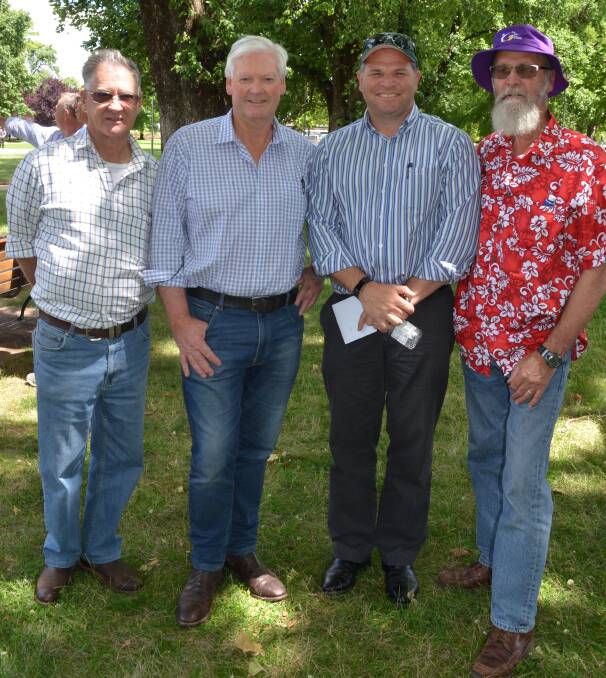 MEET AND GREET: Alan Mulligan, Ken Barber, Phil Donato and Terry Betts out talking about the region's issues in Robertson Park. Photo: MAX STAINKAMPH 1207MSphil1