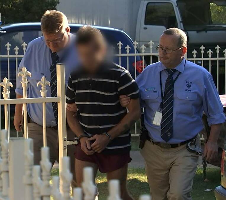 Photos of the man being arrested on Thursday morning. Photos: NSW Police Force