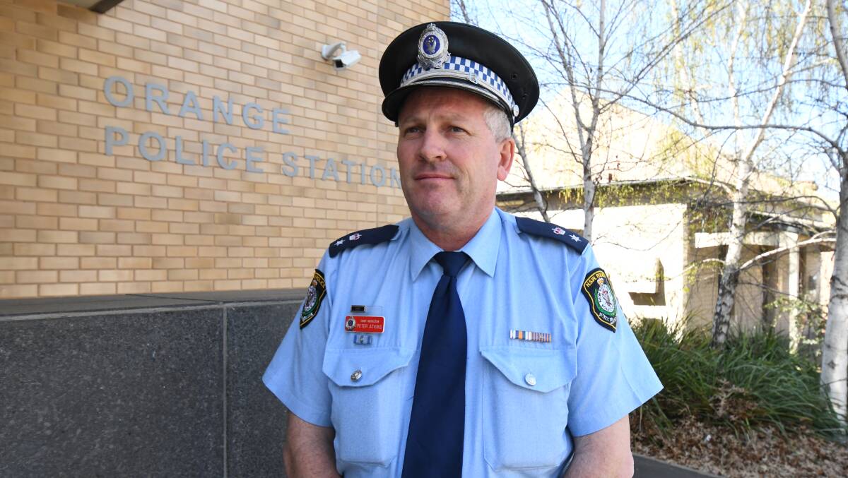 Central West Police District Acting Inspector Peter Atkins outside Orange Police Station on Thursday. Photo: JUDE KEOGH