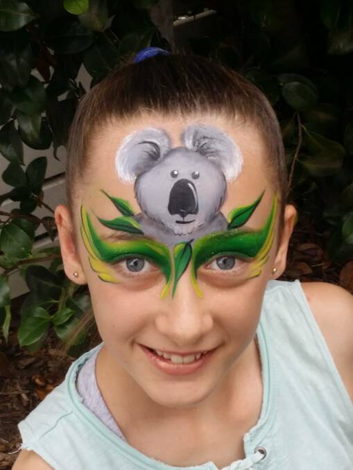 KOALA WHERE: Kate Rossi showing off her mum Wendy's face-painting.