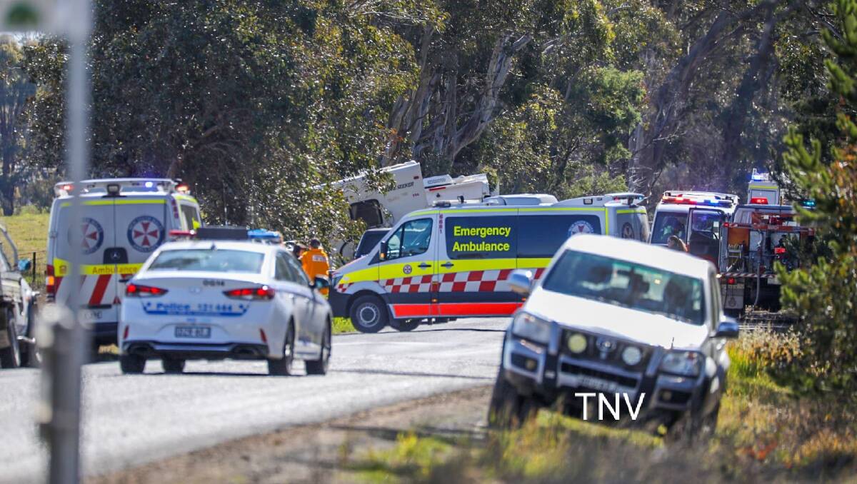 FATAL ACCIDENT: The scene of a fatal accident on Burrendong Way on Tuesday. Photo: TROY PEARSON/TOP NOTCH VIDEO