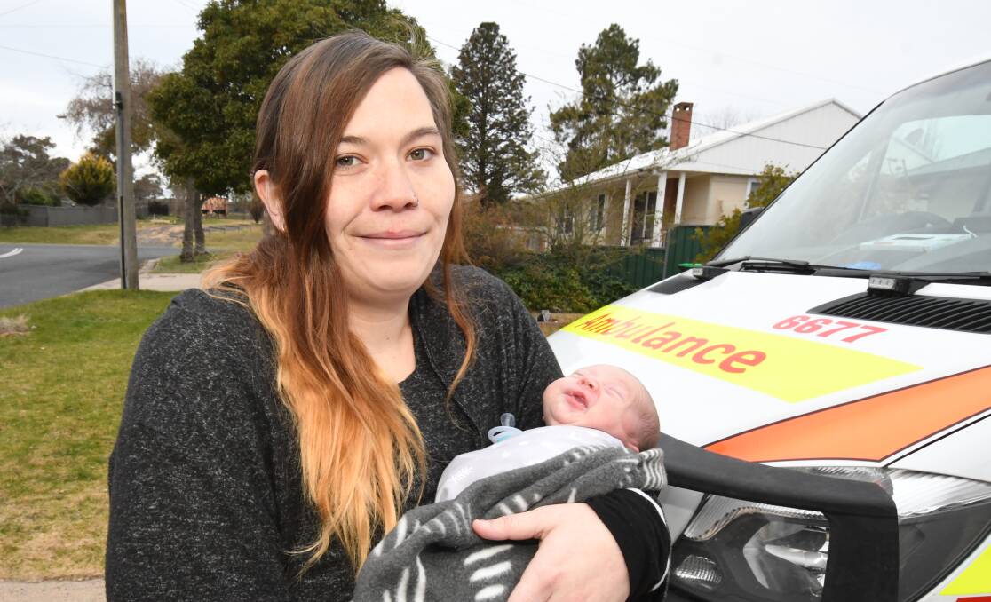 MUM AND BUB: Rachel Campbell with her newborn son Dusty. Photo: JUDE KEOGH