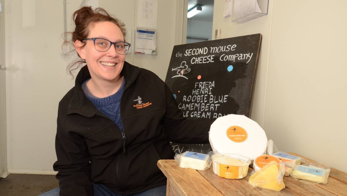 BACK AT MARKET: Second Mouse Cheese Co. owner SJ Pienaar with some of her cheese and a big grin ahead of Saturday's market. Photo: JUDE KEOGH