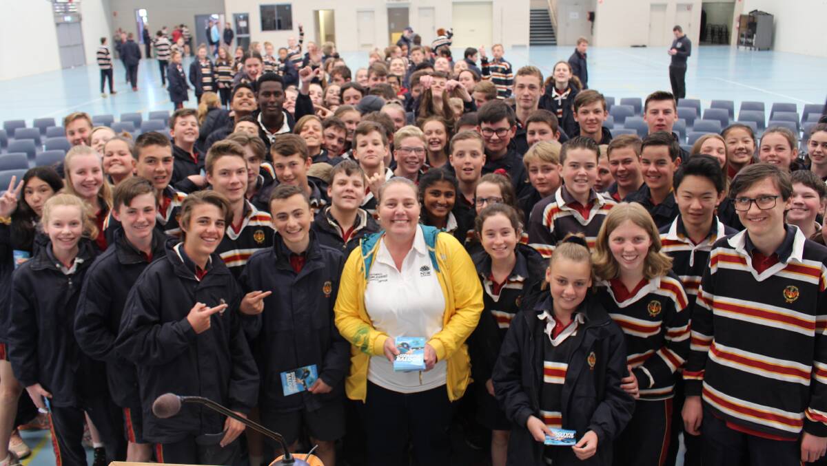 POPULAR KID IN SCHOOL: Athens 2004 Olympic gold medallist Suzanne Balogh was back home in Orange last week talking to school students, and was mobbed by students at James Sheahan Catholic High School after a speech. 