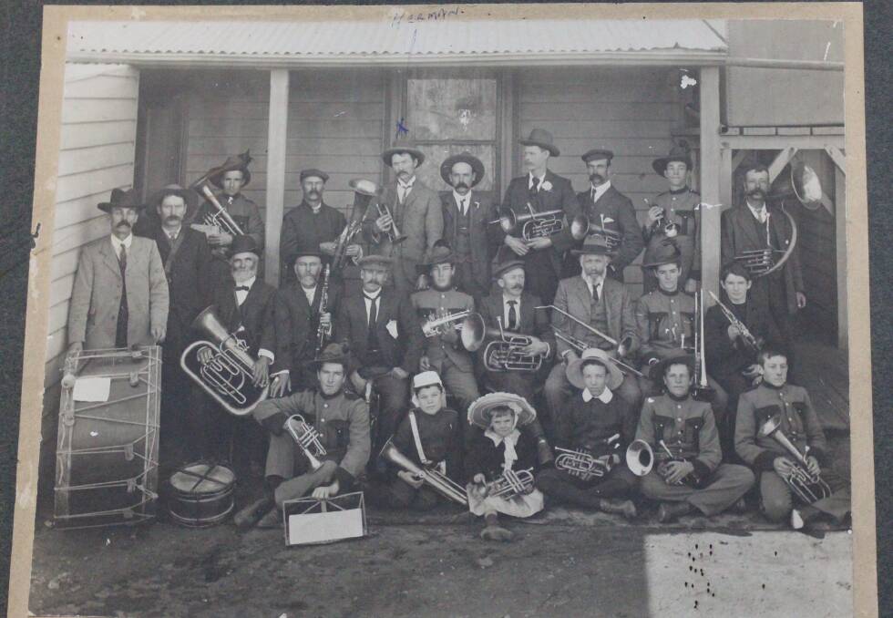 The Lucknow Brass Band pictured in Lucknow with Grant Jaeger's great-great grandfather some time before 1900. 