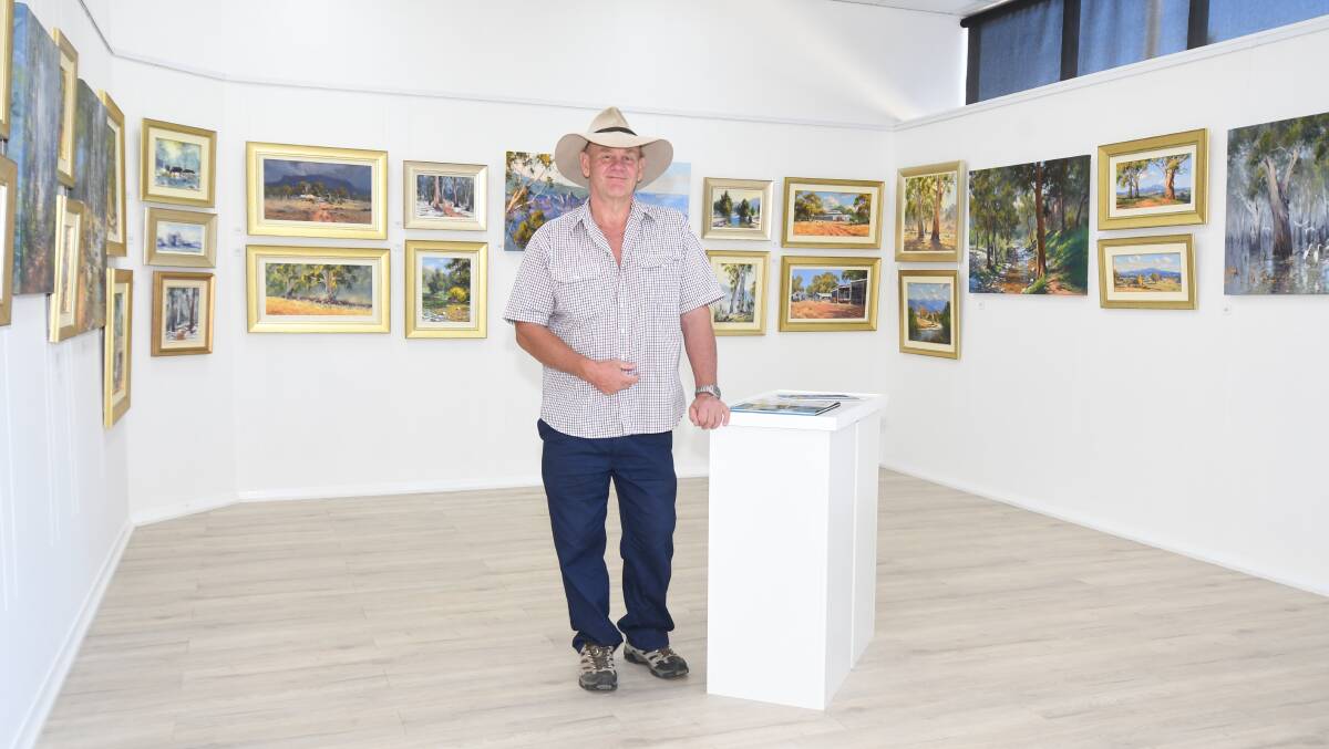 Ted Lewis with some of his paintings in Peisley Street Gallery. Photos: CARLA FREEDMAN