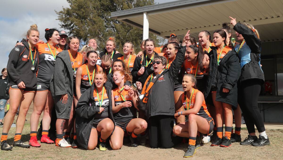 BACK TO BACK?: The Bathurst Giants celebrate winning last year's premiership. Can Liz Kennedy's troops go back-to-back? Photo: CHRIS SEABROOK