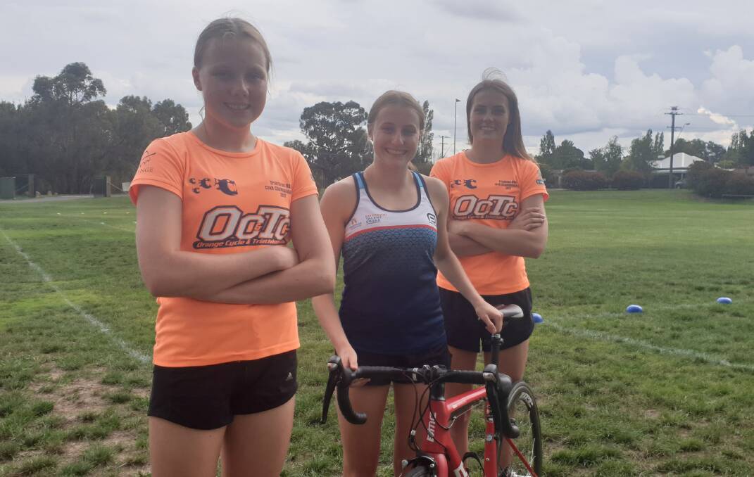 Molly, Jessie and Abby Dean training ahead of Sunday's racing. 