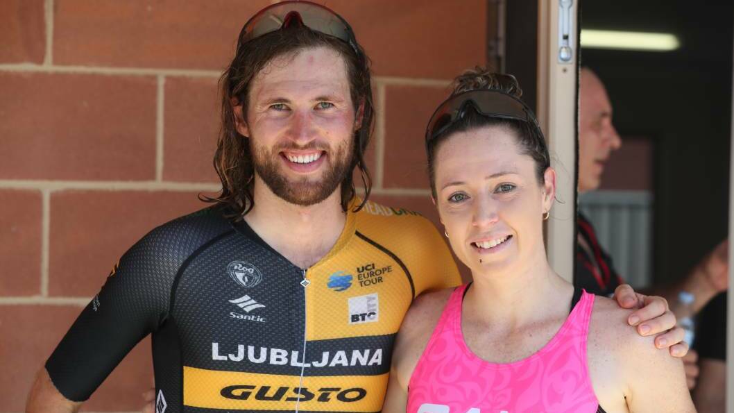WINNING SMILES: Orange's Tim Guy and Bathurst's Kirsten Howard took the honours in Saturday's Inter-Club short-course event, hosted by the latter's club. Photo: PHIL BLATCH