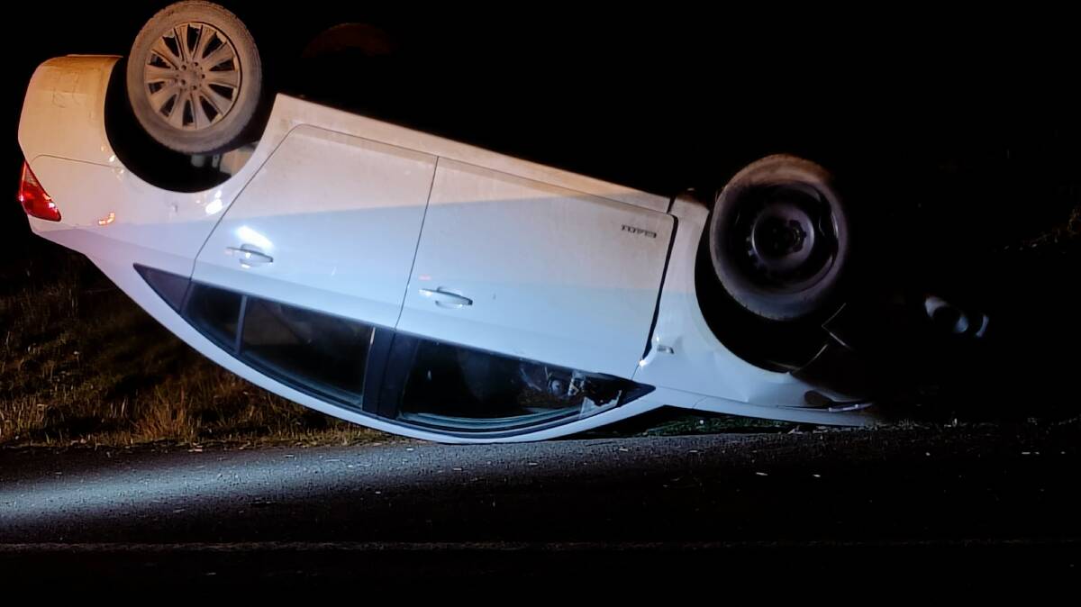 ROLLOVER: No-one was seriously injured in the incident. Photo: TROY PEARSON/TOP NOTCH VIDEO