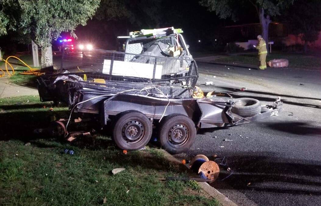 CARNAGE: The aftermath of the smash on Gardiner Road on Friday night. Photo: TROY PEARSON