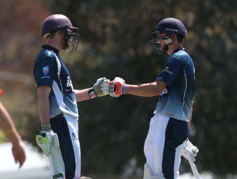 DYNAMIC DUO: Matt Corben and 
Ben Mitchell produced a stand of 
114 for the Central West Wranglers. 
Photo: PHIL BLATCH