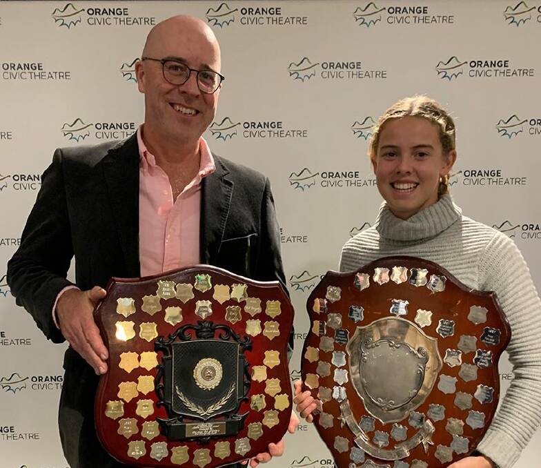 Dave Cumming and Phoebe Litchfield with their awards in 2020. Photo: ODJCA. 