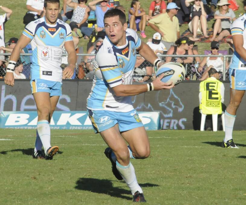 IN ACTION: Mortimer playing at Carrington Park in 2017 for the Gold Coast Titans. Photo: CHRIS SEABROOK. 