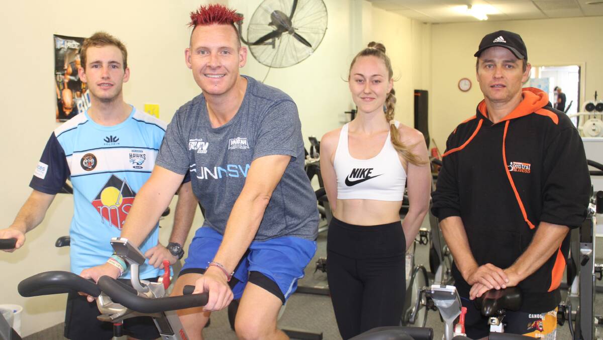 HEART-STOPPING: Will Christopherson, Brad Tyack, Mary Nelson and Simon Livingstone after finishing the Ride for Defibrillator at Orange Central Fitness on Saturday. Photo: MAX STAINKAMPH