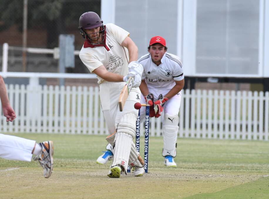 SMACKED: Cavaliers' skipper whacks a leg-side delivery off into the outfield for a couple of the 170 runs he plundered against Centrals on Saturday at Wade Park. Photo: JUDE KEOGH. 