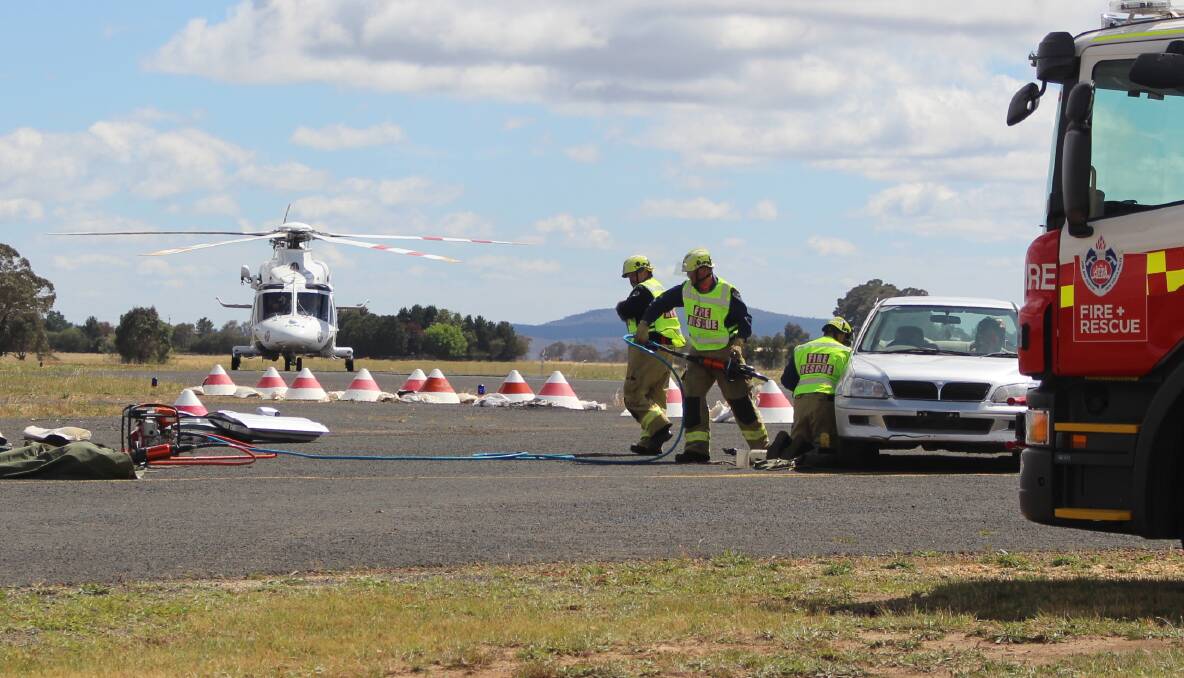 All the photos from Orange's emergency service workers responding to a mock crash at Orange airport on Saturday. Photos: MAX STAINKAMPH