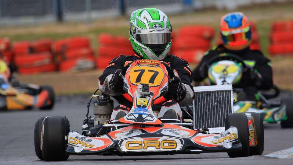 OFF AND RACING: Robinson in action during the 2017 season. Photo: KARTING NSW. 