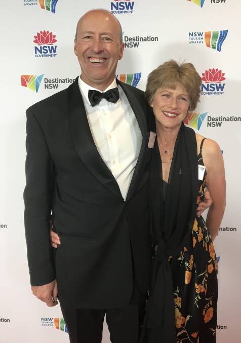 GRINNING: Trevor and Pam were happy with bronze despite aiming for gold in the Destination NSW awards on Thursday night. Photo: SUPPLIED. 
