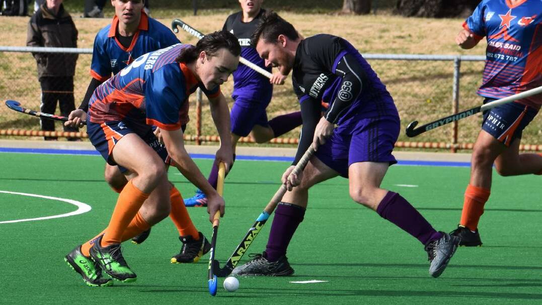 GOALSCORER: Bailey Ferguson contests possession earlier in the season against Lithgow Panthers. He scored during their final on Saturday. Photo: JUDE KEOGH