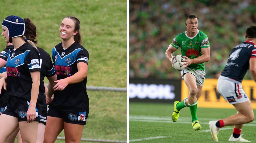 ORANGE STARS: Kaitlyn Phillips playing for the Vipers in 2019 and Raiders star Jack Wighton in Canberra. Both will line up for their respective Indigenous All Stars sides on February 22. Photos: RENEE POWELL, SITTHIXAY DITTHAVONG