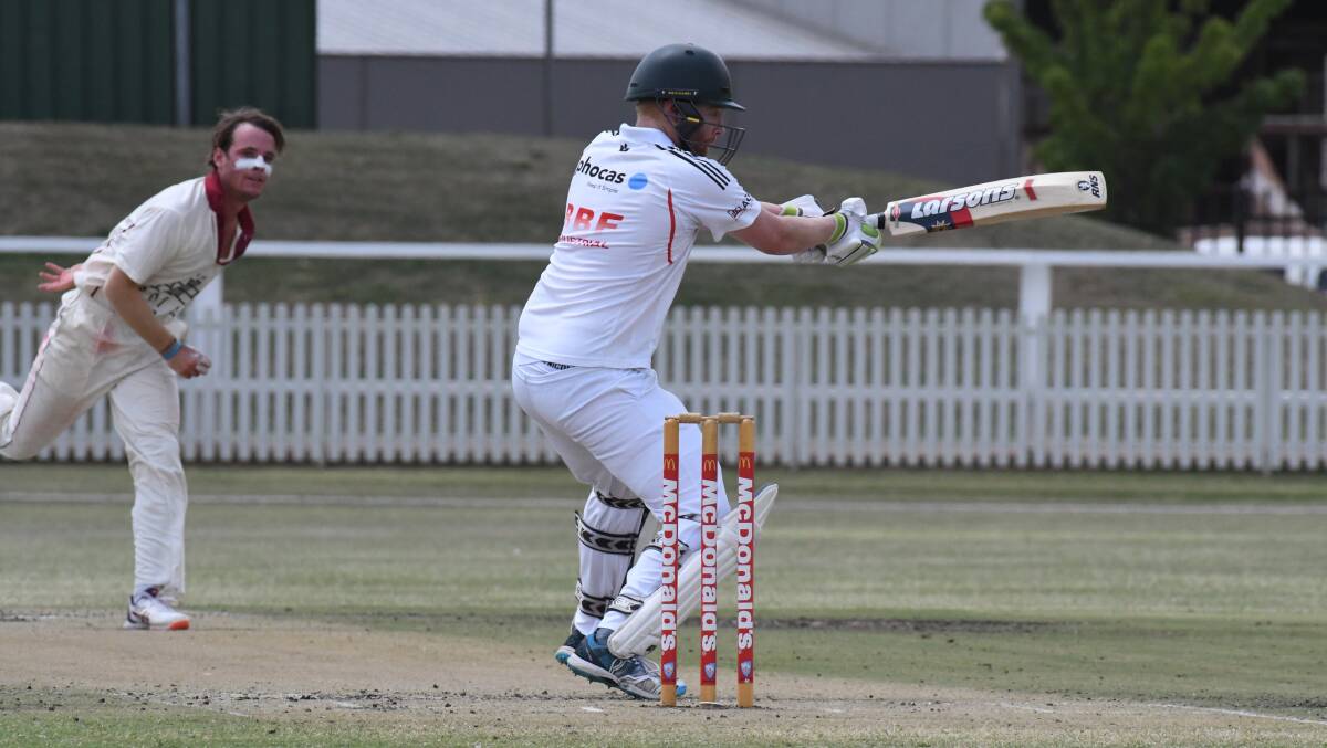 SHOT: Brenton Anthony cuts one away through point during his last start for Centrals a fortnight ago. Photo: JUDE KEOGH