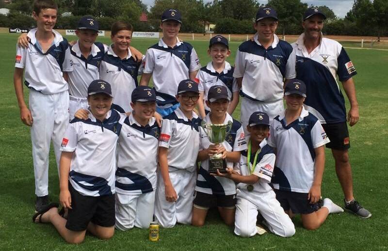 COMING TO ORANGE: Noah Harper (fourth from left, back) celebrates with under-12s teammates last year. Photo: SUPPLIED