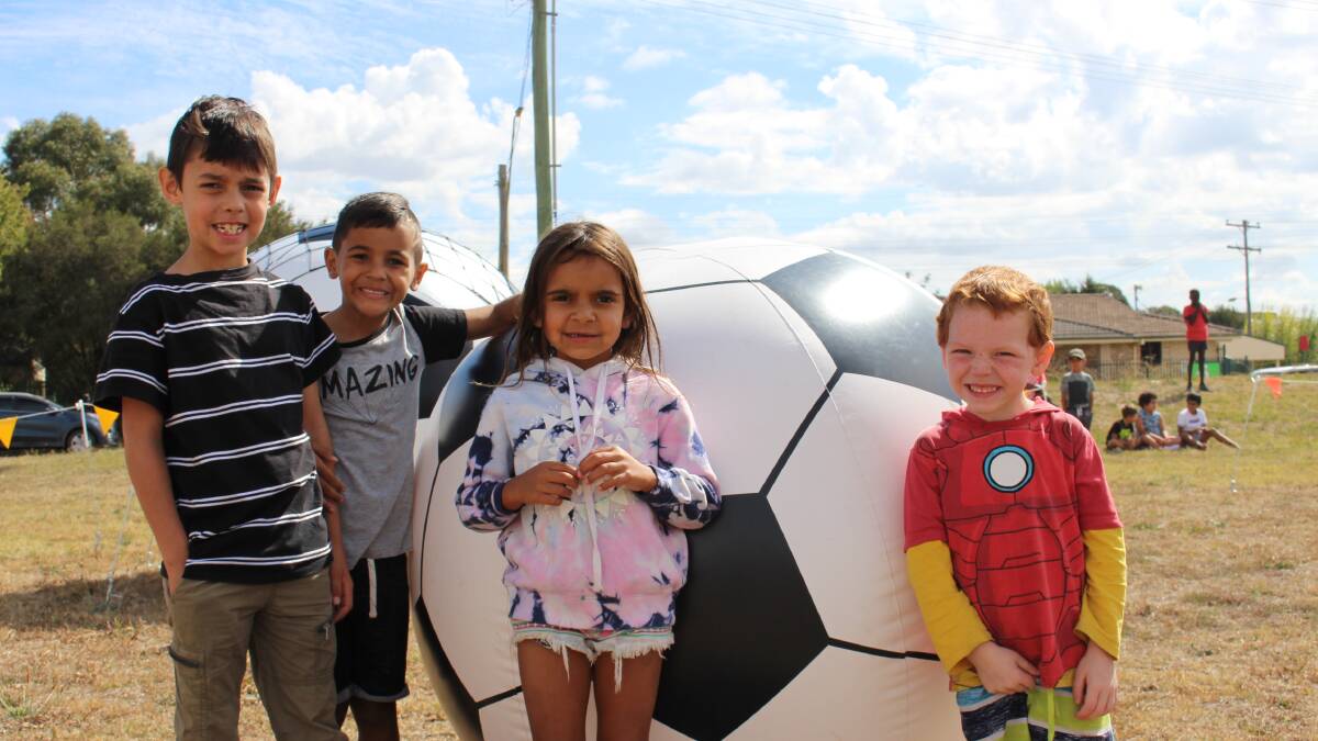 Children and teenagers in Bowen were getting a kick out of giant soccer on Wednesday. Head online to see more, plus a video. Photos: MAX STAINKAMPH. 