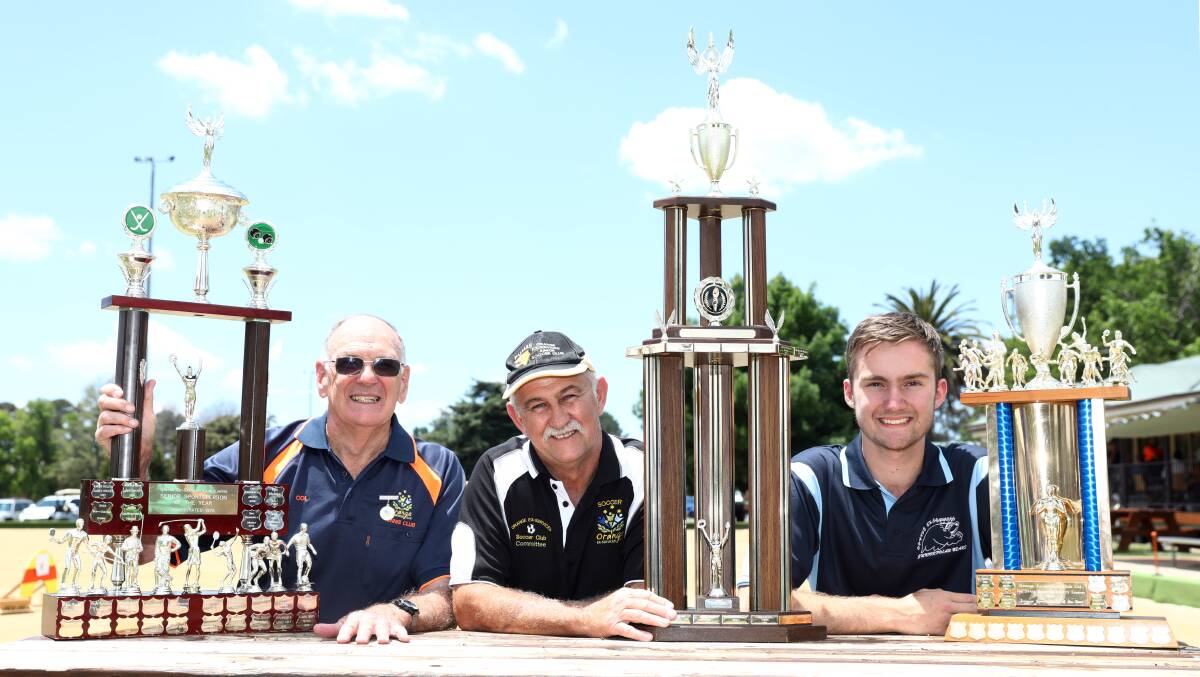 STRAIGHT TO THE POOL ROOM: Col Parsons (on behalf of Eleanor Crane), Allan Piper and Dyson Percival with their awards. Photo: ANDREW MURRAY.