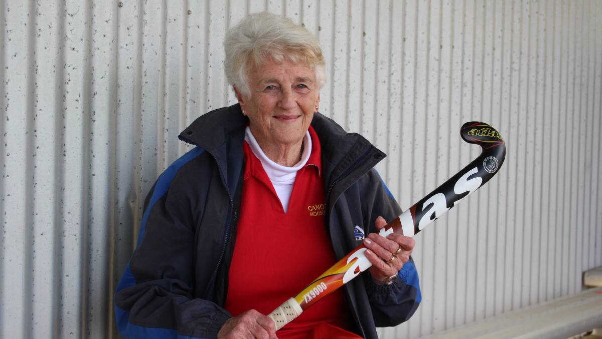 FAMILIAR SMILE: Gail Pringle ahead of Saturday's game with Canobolas Hockey Club, which also lined up with her 80th birthday. Photo: MAX STAINKAMPH