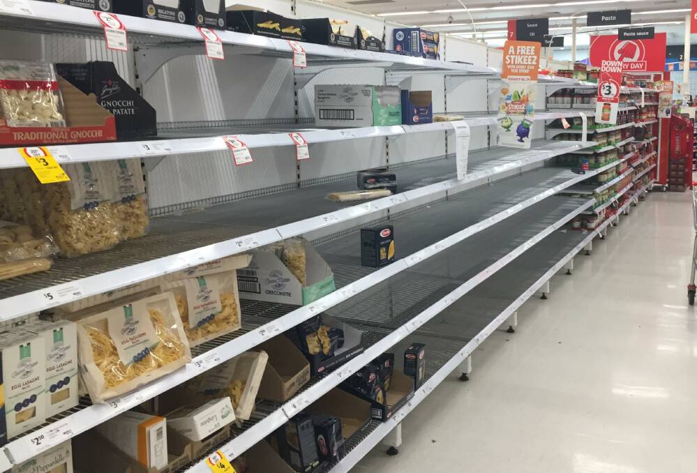 GONE: Emtpy shelves have been seen in supermarkets across the city this week. 