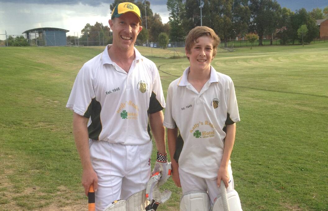 FATHER AND SON: Angus and Tom Wilson after their first Centenary Cup game together five years ago. Photo: SUPPLIED. 