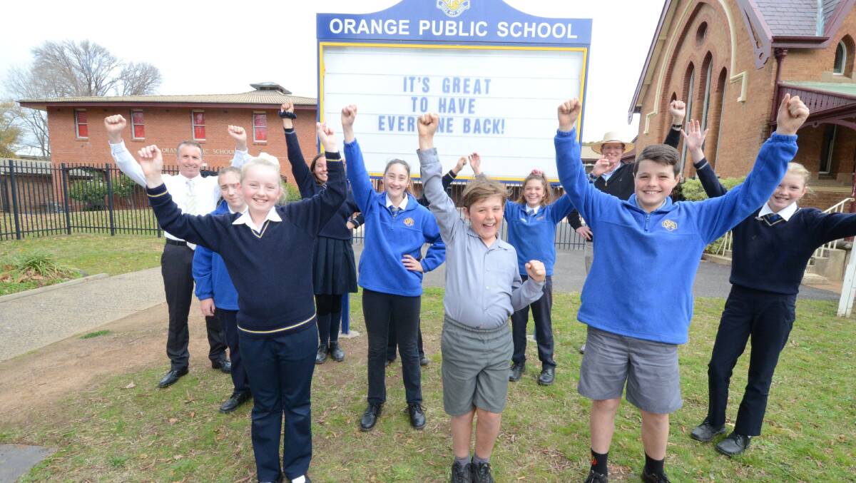 BACK IN CLASS: Students at Orange Public School were delighted to be back on Monday. Photo: CARLA FREEDMAN