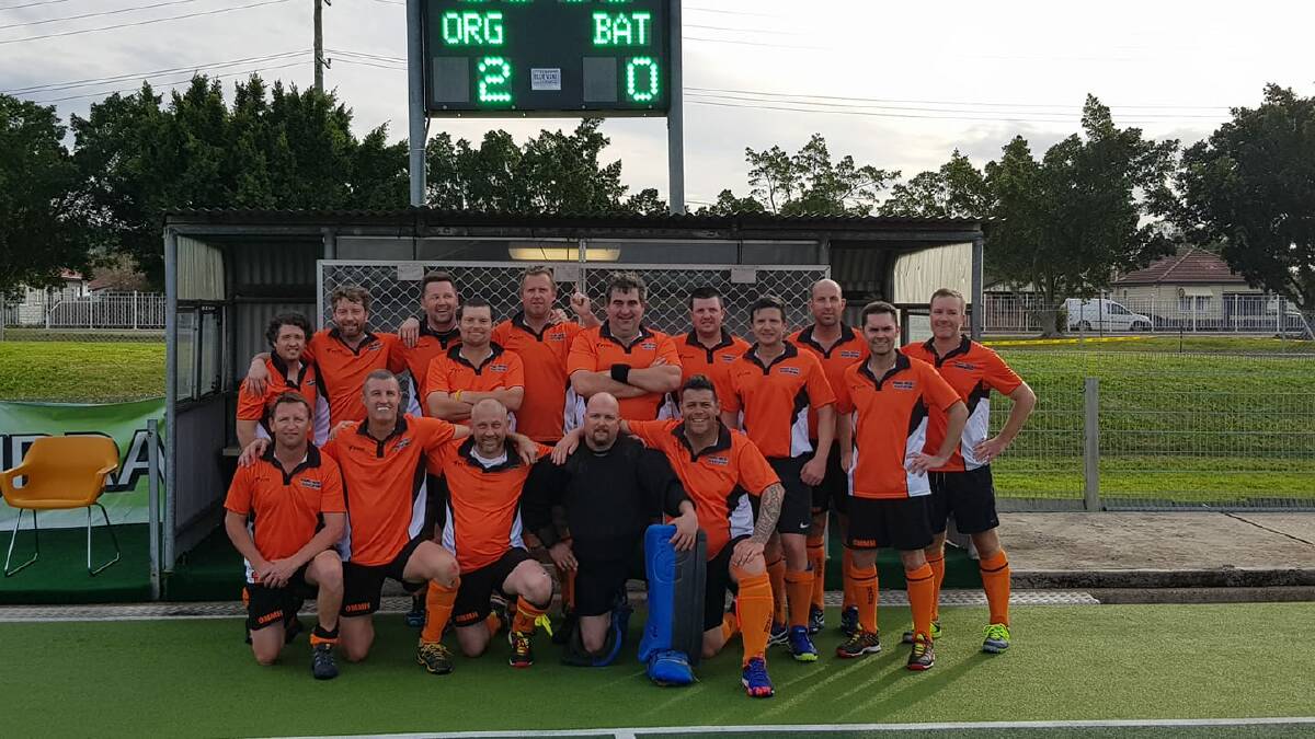 WINNERS ARE GRINNERS: The Orange men's over 40s hockey side after their 2-0 win over Bathurst in the Men’s Masters State Championship on July 1. Photo: SUPPLIED. 