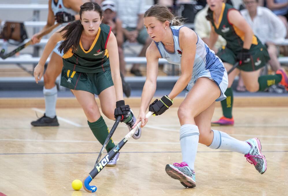 STAR: Reith-Snare in action on the court in Goulburn against Tasmania, a game where she found the back of the net five times. Photo: CLICK IN FOCUS