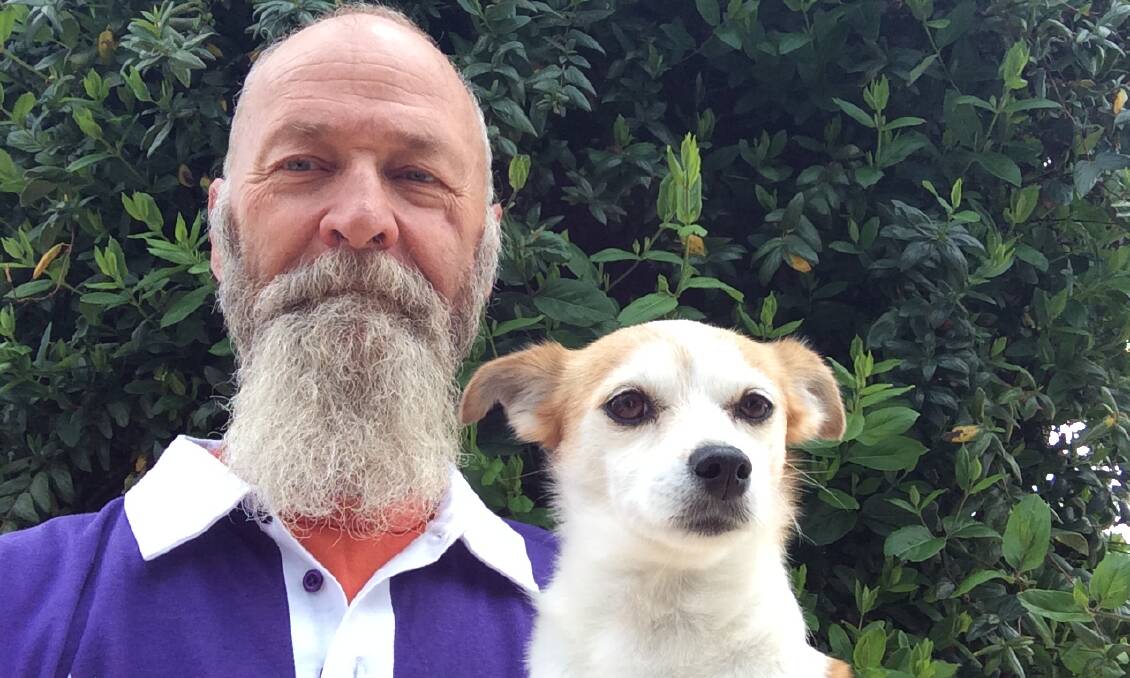 READY FOR A TRIM: Terry Betts with his proud pooch Indiana ahead of Bark for Life on Sunday at Endeavour Oval. Photo: SUPPLIED. 