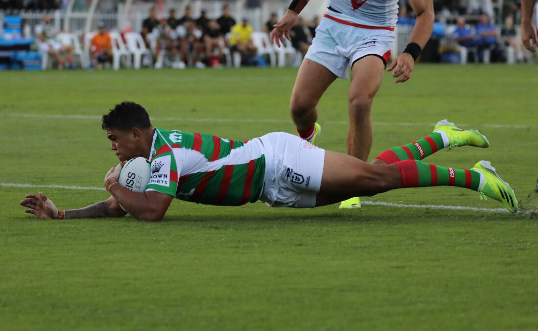 SUBLIME: The Dragons had no answers to a Latrell Mitchell-led onslaught in Saturday's Charity Shield clash in Mudgee. Picture: Simone Kurtz